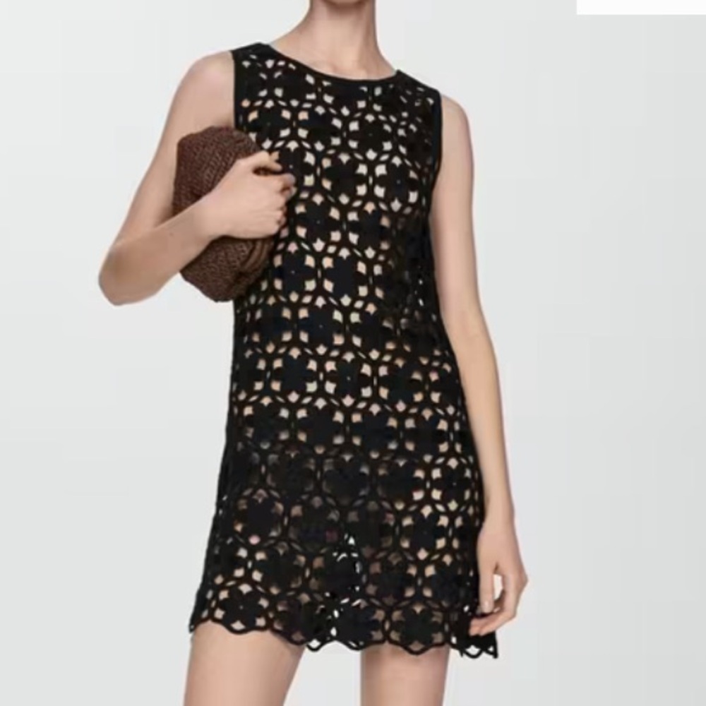 Mango floral crochet knit dress